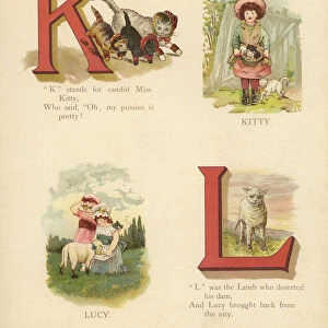 Childrens Names: Kitty, Lucy (colour litho)