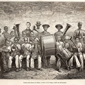 Childrens Orchestra in Gabon, 1876 (litho)