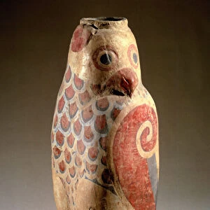 Chinese Art: Vase in the shape of an Owl. Ceramic of Antiquite (Han Period), China
