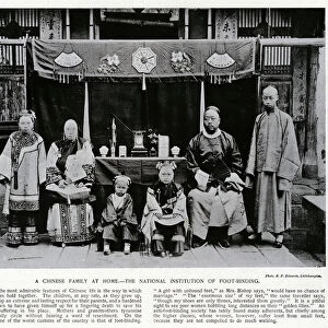 A Chinese family at home, the National Institution of Foot-Binding (b / w photo)