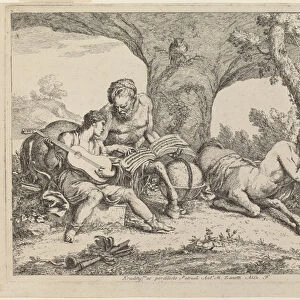Chiron Teaching Music to Achilles, engraving by Gaetano Zompini, 1758 (etching