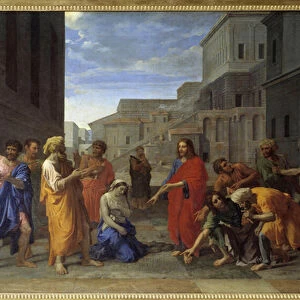 Christ and the Adultere Woman Painting by Nicolas Poussin (1594-1665) 1653 Sun