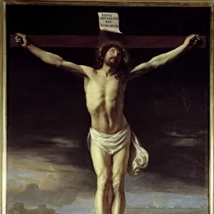 Christ on the cross. Painting by Philippe De Champaigne (1602-1674) Ec. Flam