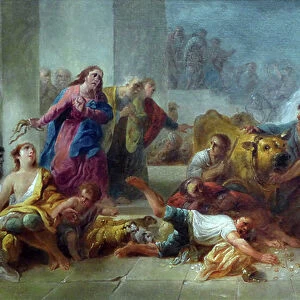 Christ expelling merchants from the Temple, 18th century (oil on canvas)