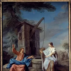Christ and the Samaritan Painting by Gabriel de Saint Aubin (1724-1780) 1752 Sun