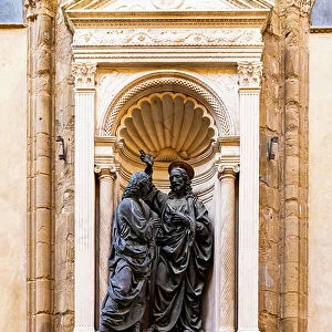 Christ and St. Thomas, Orsanmichele church, Florence, Italy, 1467-83 (bronze)