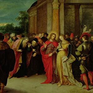 Christ and the Woman Taken in Adultery (oil on canvas)