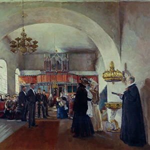 Christening in Stange church, 1899