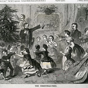 The Christmas Tree, illustration from Harpers Weekly, 1870 (engraving)