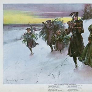 Christmas in ye Olden Time (colour litho)