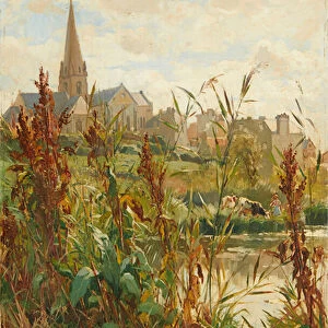 Church By the River (oil on canvas)