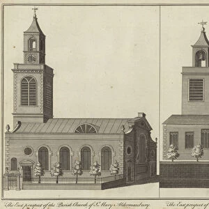 Church of St Mary, Aldermanbury and Church of Allhallows on London Wall, London (engraving)