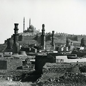 Citadel and Tombs of the Caliphs, Cairo, c. 1880 (b / w photo)