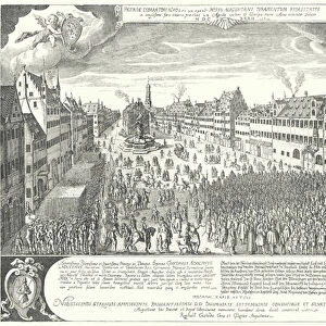 The city of Augsburg pays homage to Gustavus Adolphus of Sweden, 1632 (engraving)
