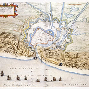City of Dunkirk during the Spanish domination: plan showing the coastal defences, castle