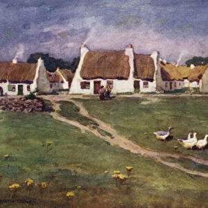 The Claddagh, County Galway (colour litho)