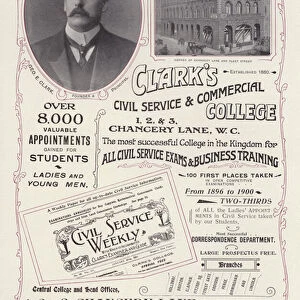 Clarks Civil Service and Commercial College, Chancery Lane, London (litho)