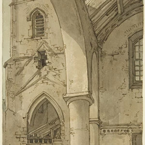 Clifton old Church whilst under demolition, showing part of new church