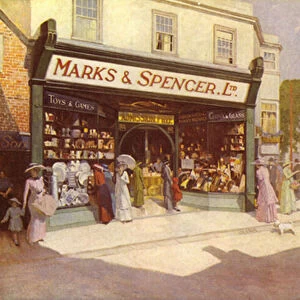 A closed shopfront in the Provinces in the early 1920s (colour litho)