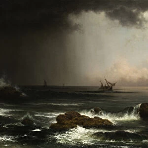 Coastal Scene with Sinking Ship, 1863 (oil on canvas)