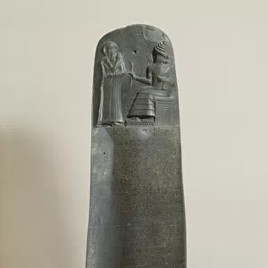 Code of Hammurabi: the god Shamash dictating his laws to Hammurabi, King of Babylon