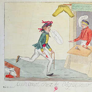 Colin Court at the stain removers, 1814 (coloured engraving)