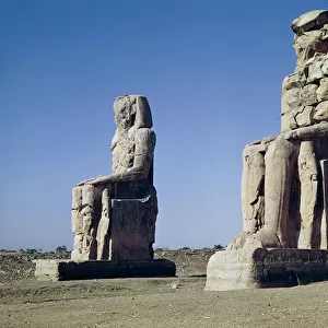 The Colossi of Memnon, statues of Amenhotep III, c. 1375-1358 BC (photo)