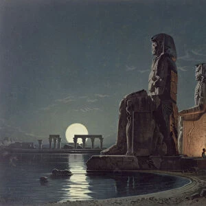 The Colossi of Memnon, Thebes, one of 24 illustrations produced by G. W. Seitz, printed c