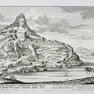 The Colossus of Mount Athos, Macedonia, a design by Dinocrates