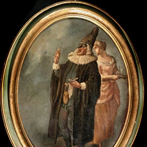 Commedia dell arte: the character of Il Dottore, 18th century (painting)