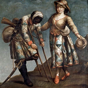 Commedia dell arte: the characters of Harlequin and Columbina