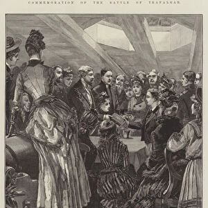 Commemoration of the Battle of Trafalgar, HMS Victory on 21 October 1886, at Portsmouth (engraving)