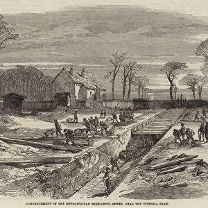 Commencement of the Metropolitan High-Level Sewer, near the Victoria Park (engraving)