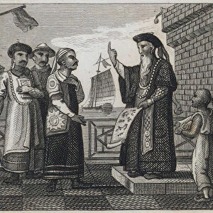 Confucius administering New Laws (engraving)