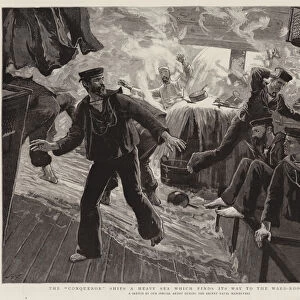The "Conqueror"Ships a Heavy Sea which finds its Way to the Ward-Room Galley (engraving)