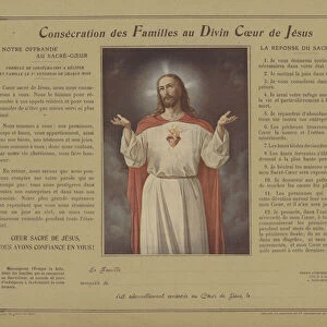 Consecration of families to the Divine Heart of Jesus (colour litho)