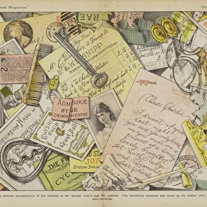 The contents of Mr Dunbar, Junrs (age 20), pockets (colour litho)
