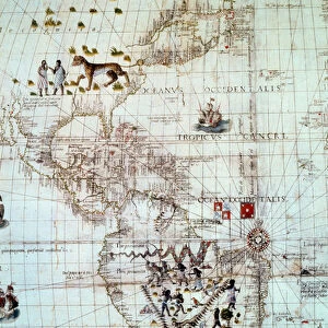 Continent of America. Detail of the world map by Sebastien Cabot, 1544. Paris. BN