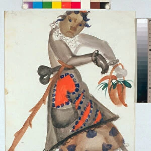 "Costume pour l opera "Snegourotchka"(ou La Demoiselle des neiges, conte de Printemps) de Nikolai Rimski-Korsakov, aquarelle de Boris Dmitryevich Grigoriev (1886-1939), 1919 Dim 42, 5x32