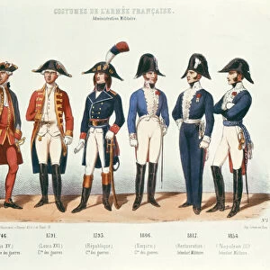 Costumes of the French Army from 1746 to 1854 (colour engraving)