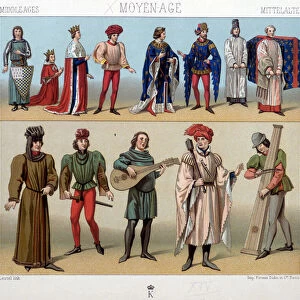 Costumes and musicians in the Middle Ages from the 13th to the 15th century