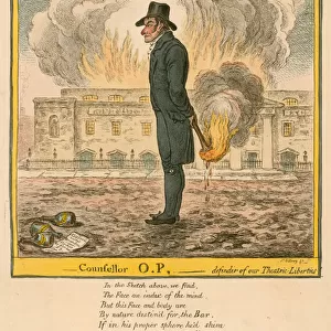 Counsellor O. P. - defender of our Theatric Liberties (coloured engraving)