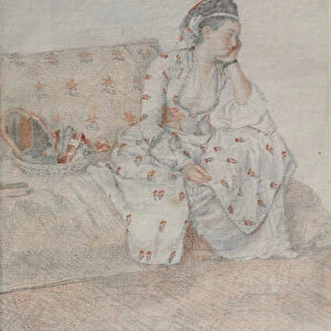 The Countess of Coventry in Turkish Costume (red chalk & pencil on paper)