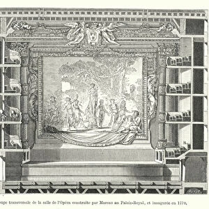 Coupe transversale de la salle de l Opera construite par Moreau au Palais-Royal, et inauguree en 1770 (engraving)