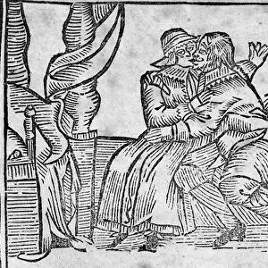 Couple Kissing, illustration from the Roxburghe Ballads (woodcut)