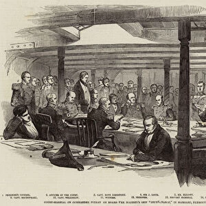 Court-Martial on Commander Pitman on Board Her Majestys Ship "Impregnable, "in Hamoaze, Plymouth (engraving)