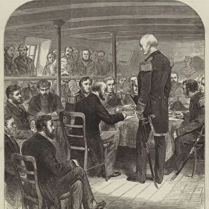 Court-Martial on the Officers of HMS Vanguard (engraving)
