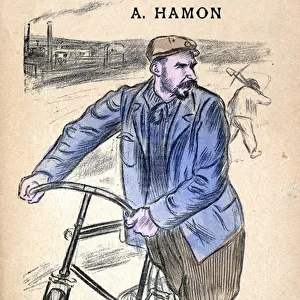 Cover of Les Hommes d aujourd hui, number 442, illustration by the Couturier (1869-1935): Cycling, byciclette, little queen, Industrie Factories Industrie - Worker Worker, Augustin Hamon (1862-1945)