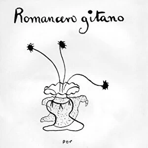 Front Cover of Romancero Gitano (Gypsy Ballads) by Federico Garcia Lorca (litho), 1924-1927, with drawing by Garcia Lorca