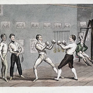 At Cribb, the champion of England, 1823 (gym with boxers, fencers)